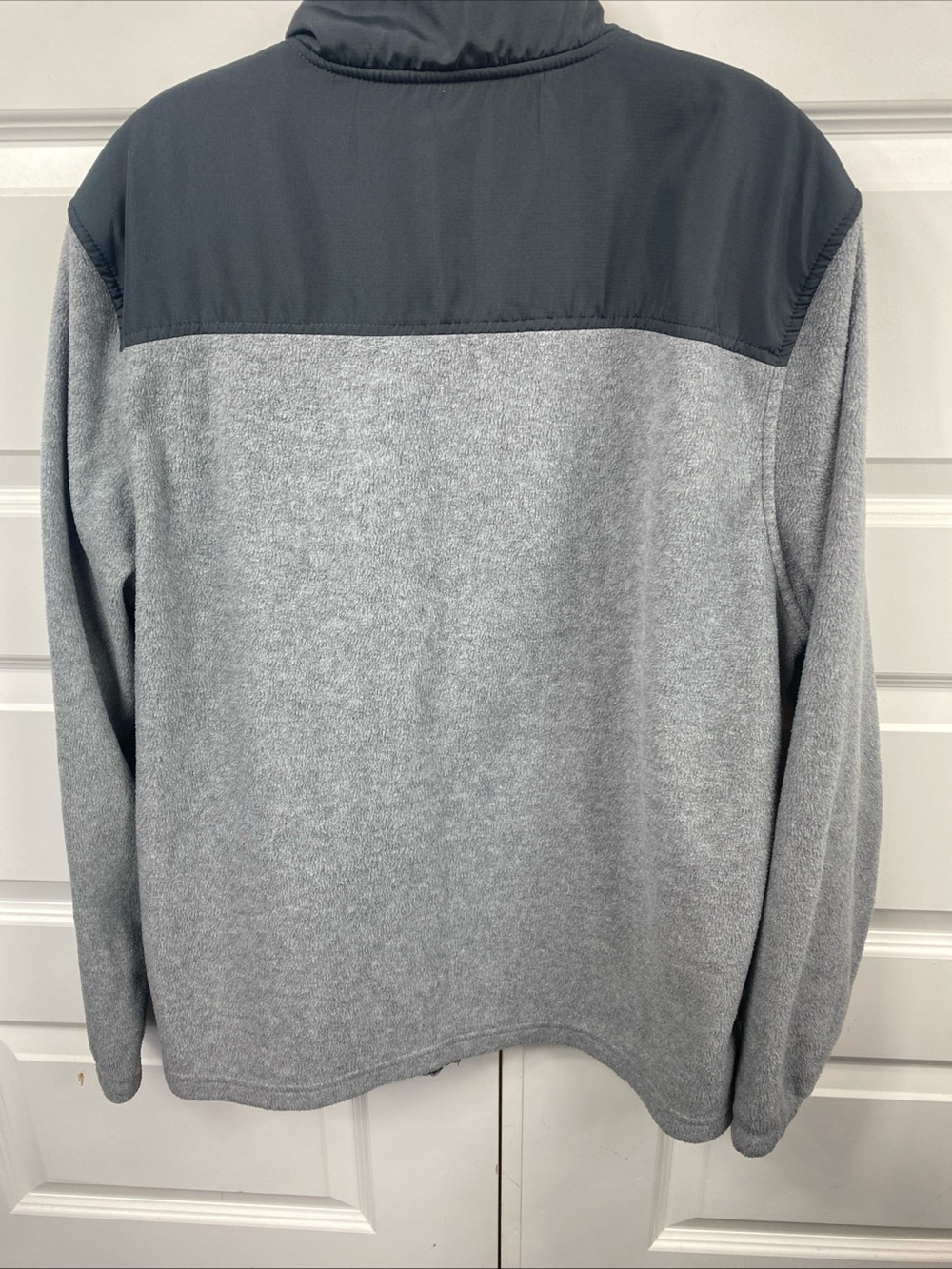 Starter Jacket Men Large Heather Gray Fleece Full Zip Mock Neck Bomber Sweater - Picture 5 of 6
